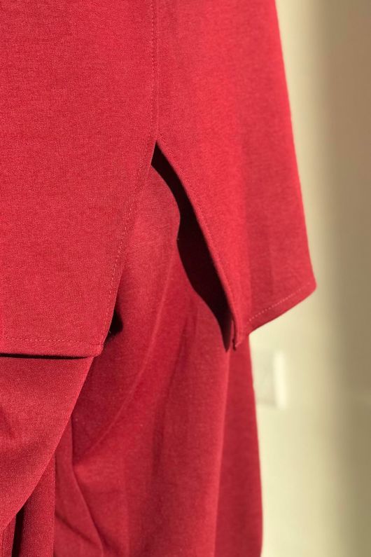 Sola Smart Tech Split Back Peplum Top Burgundy